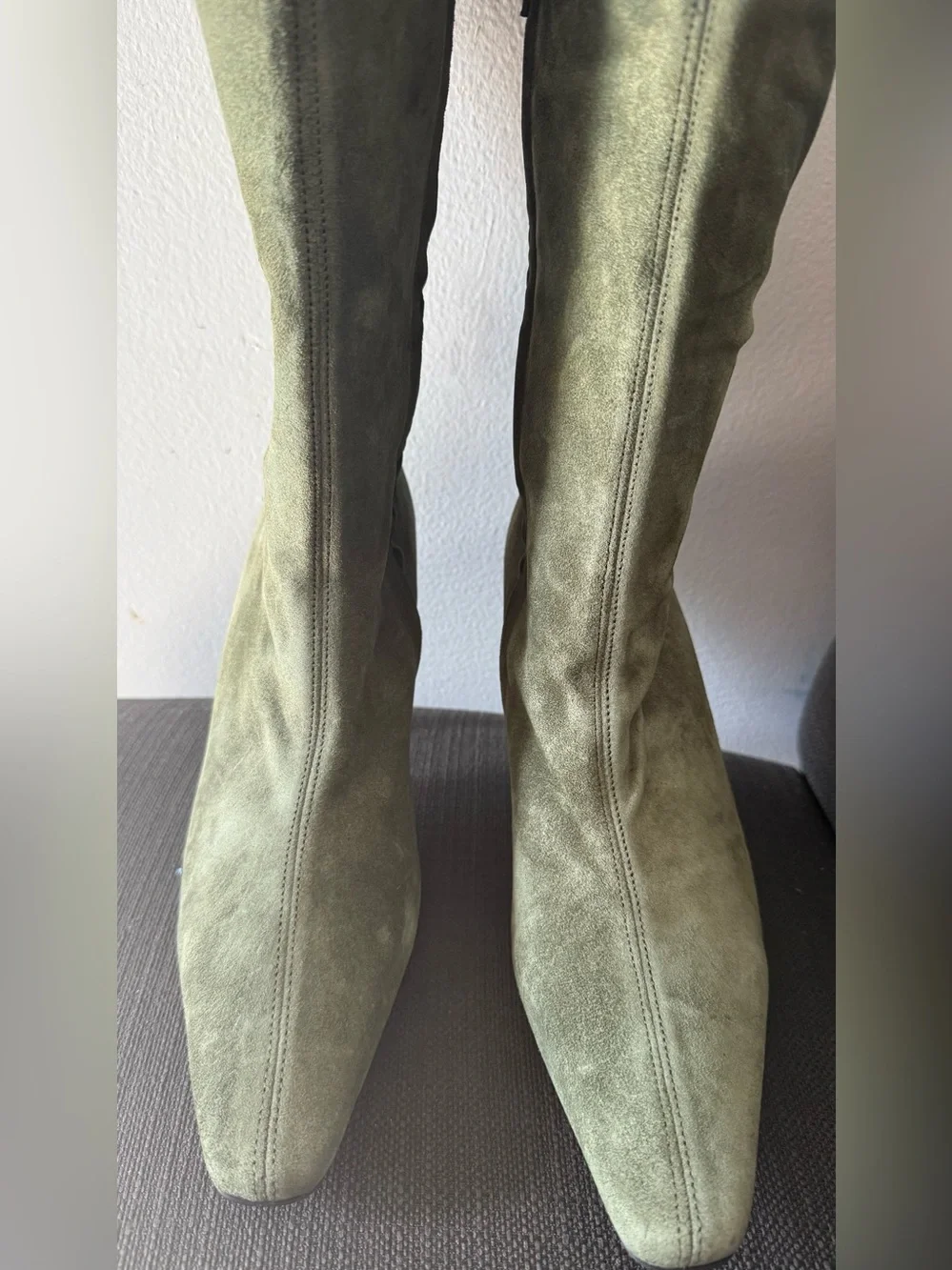 STAUD Olive Suede Over-the-Knee Boots Size 39 New With Box